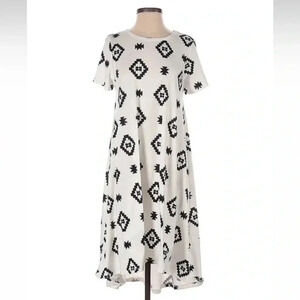 LuLaRoe High Low Carly Dress White Black Aztec Tribal Southwestern Size XXS